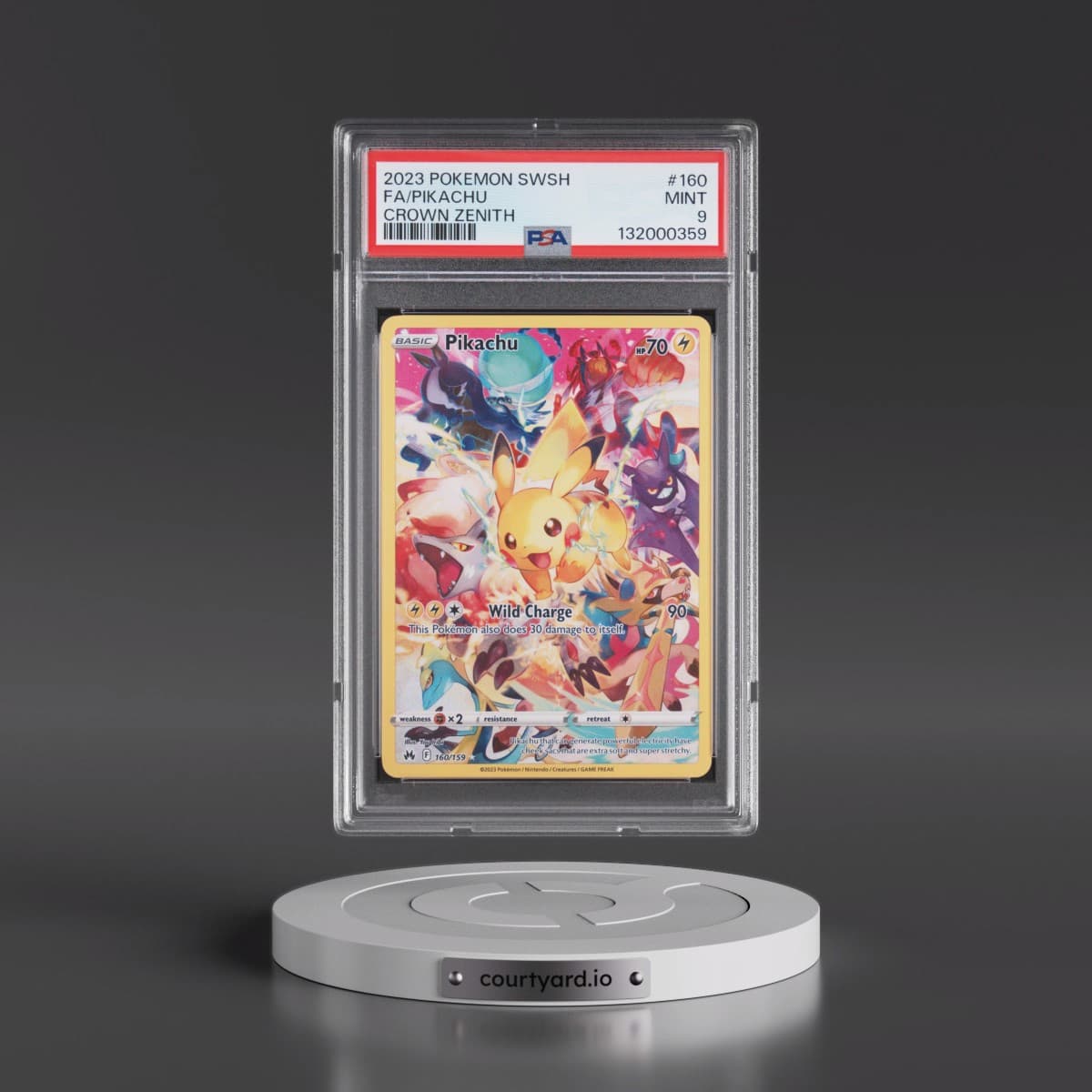 2023 Pokémon Sword and Shield Crown Zenith #160 Pikachu - Full Art (PSA 9 MINT)