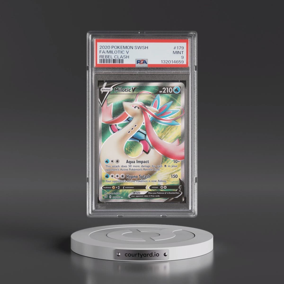 2020 Pokémon Sword & Shield Rebel Clash #179 Milotic V - Holo Full Art (PSA 9 MINT)