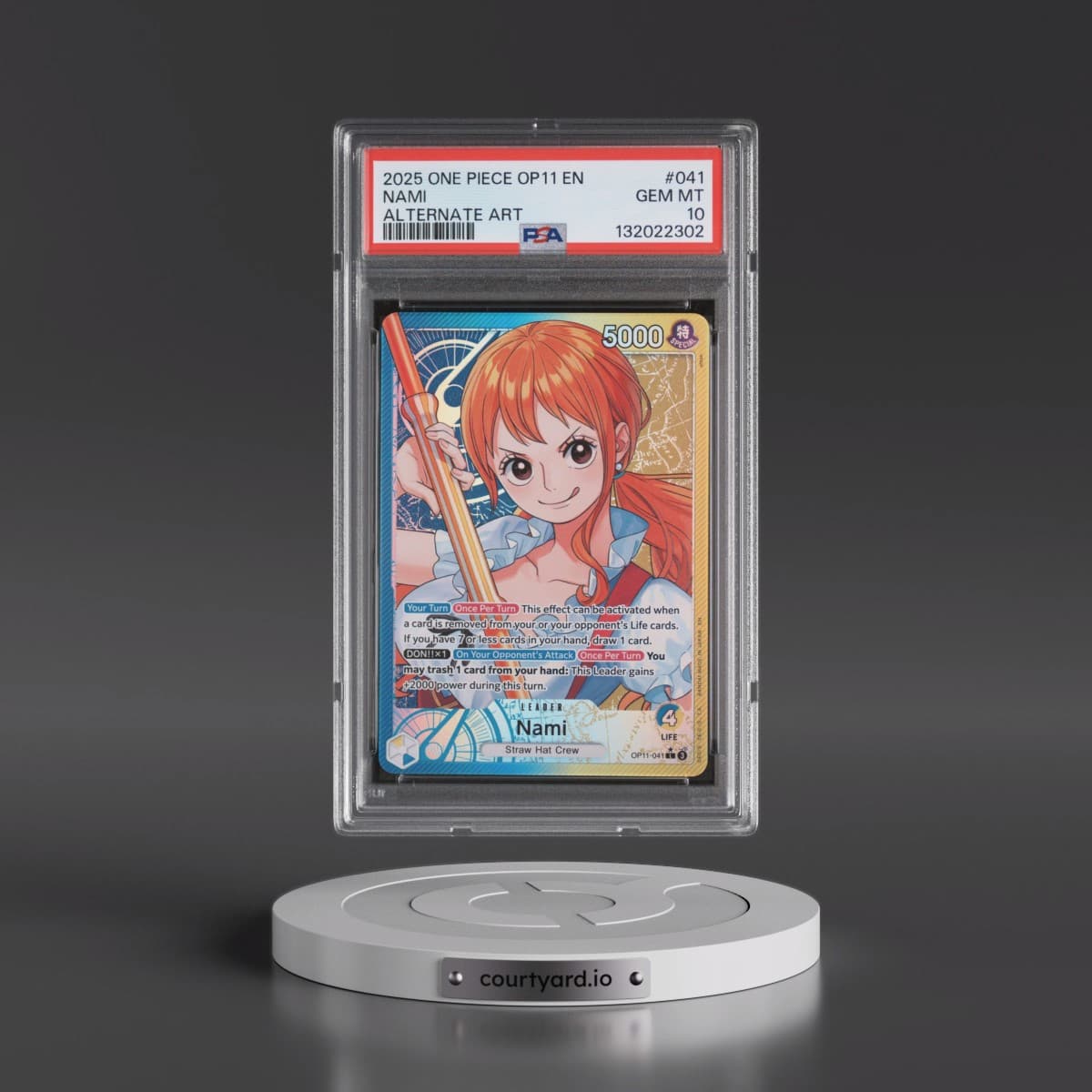 2025 One Piece OP11-A Fist of Divine Speed #041 Nami - Alternate Art (PSA 10 GEM MINT)