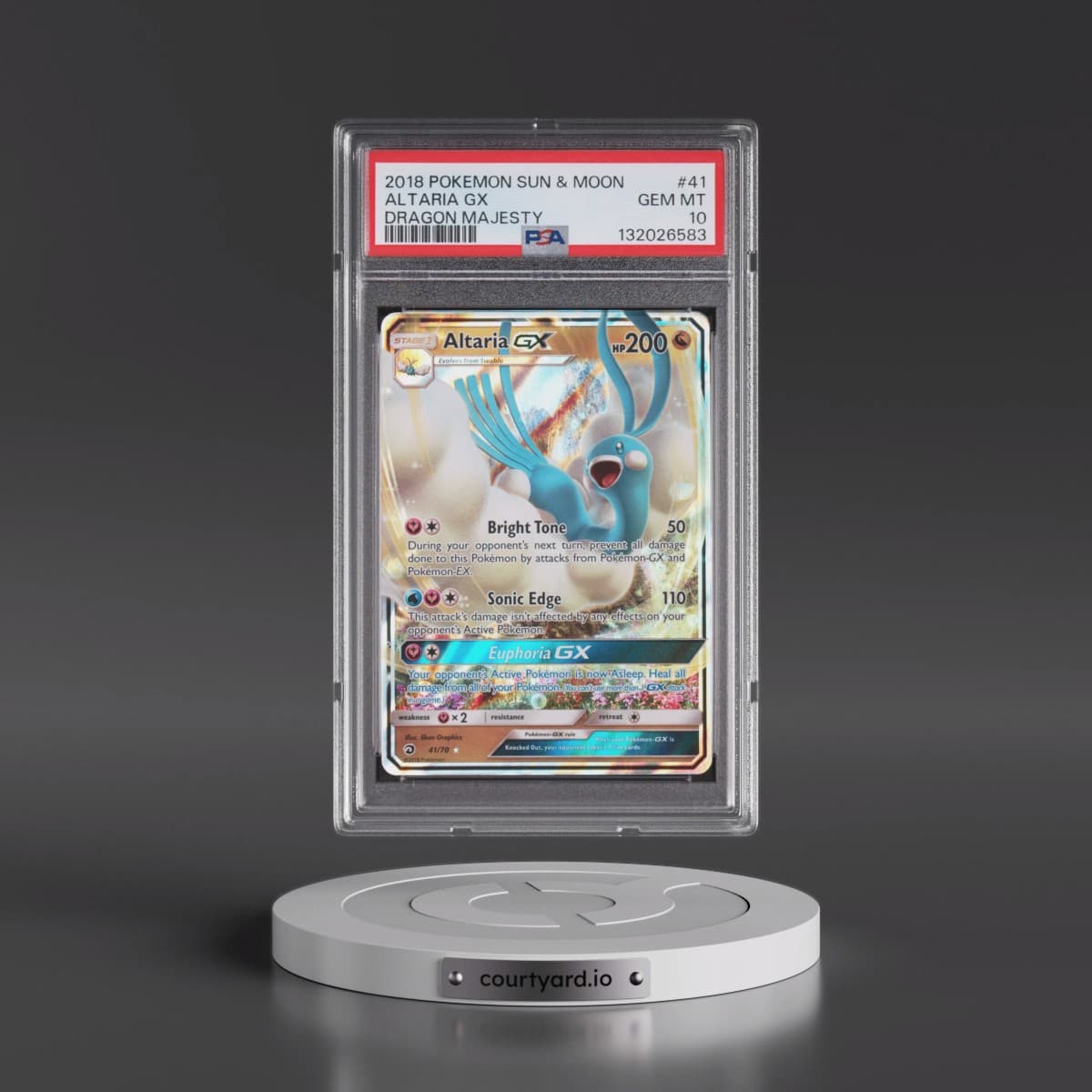 2018 Pokémon Sun & Moon Dragon Majesty #41 Altaria GX - Holo (PSA 10 GEM MINT)