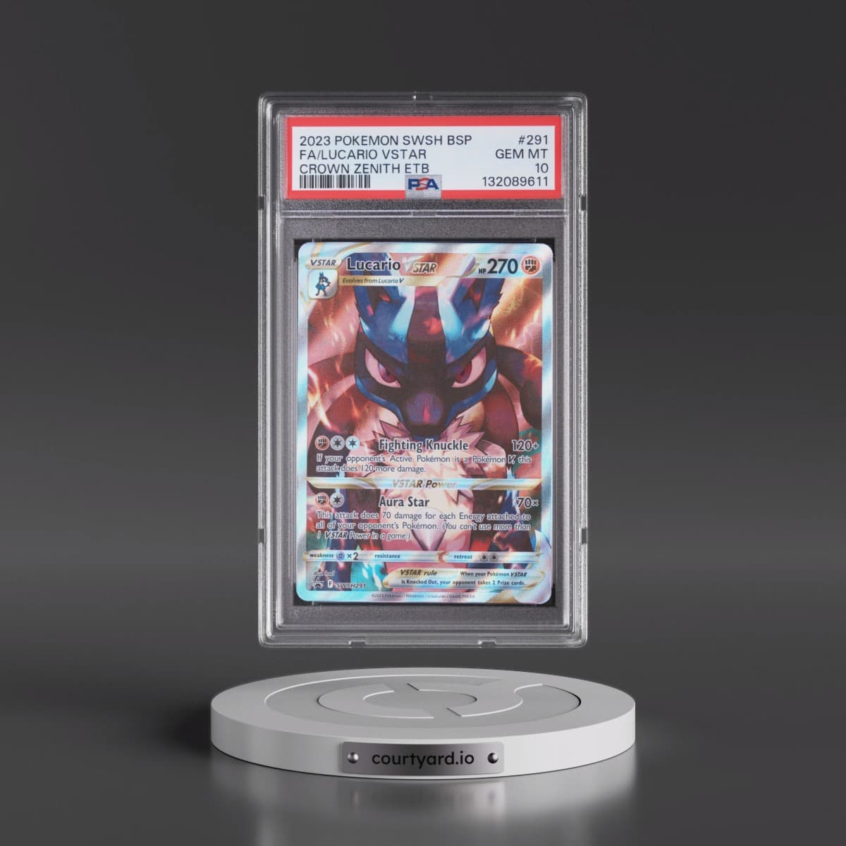 2023 Pokémon Swsh Black Star Promo #291 Lucario Vstar - Full Art Crown Zenith Elite Trainer Box (PSA 10 GEM MINT)