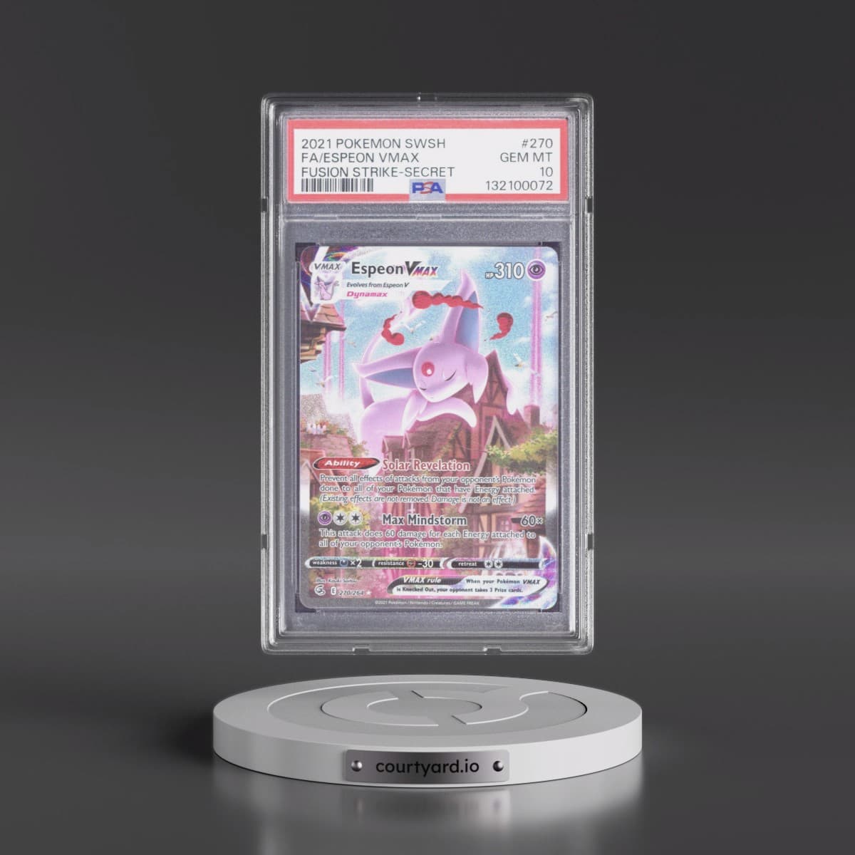 2021 Pokémon Sword & Shield Fusion Strike #270 Espeon Vmax - Full Art Secret (PSA 10 GEM MINT)