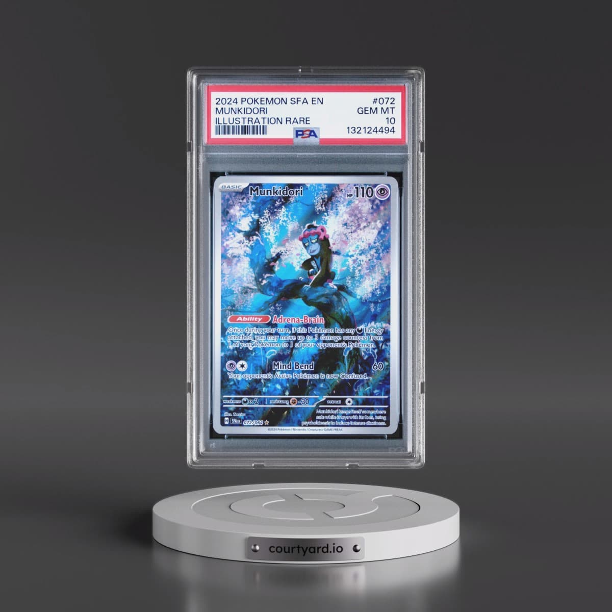 2024 Pokémon Sfa EN-Shrouded Fable #072 Munkidori - Illustration Rare (PSA 10 GEM MINT)