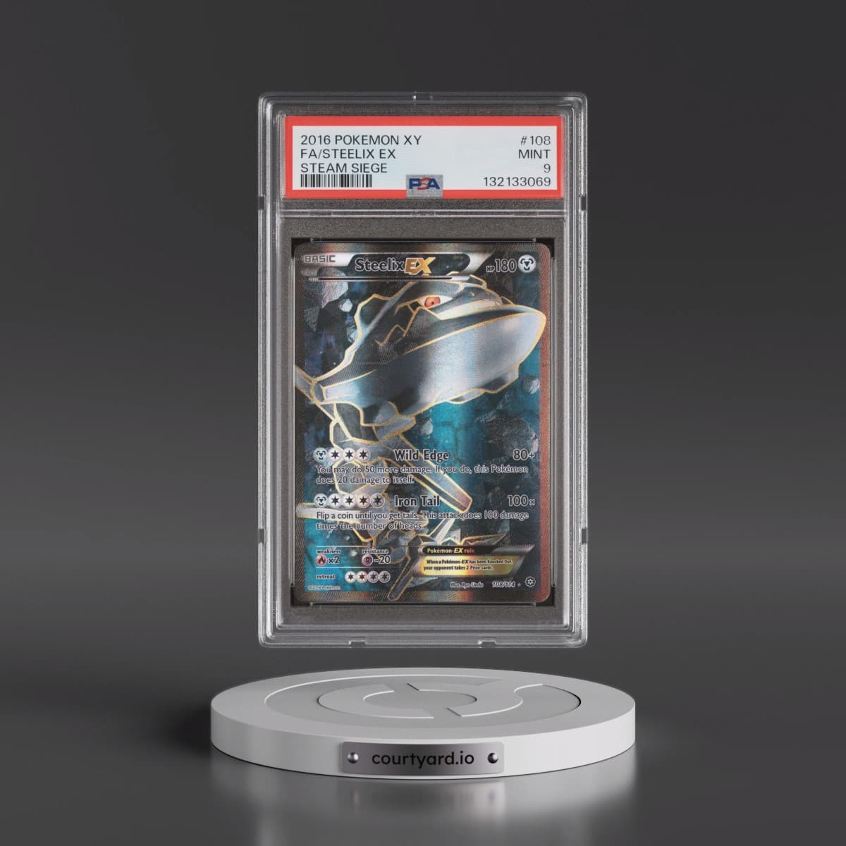 2016 Pokémon XY Steam Siege #108 Steelix EX - Holo Full Art (PSA 9 MINT)