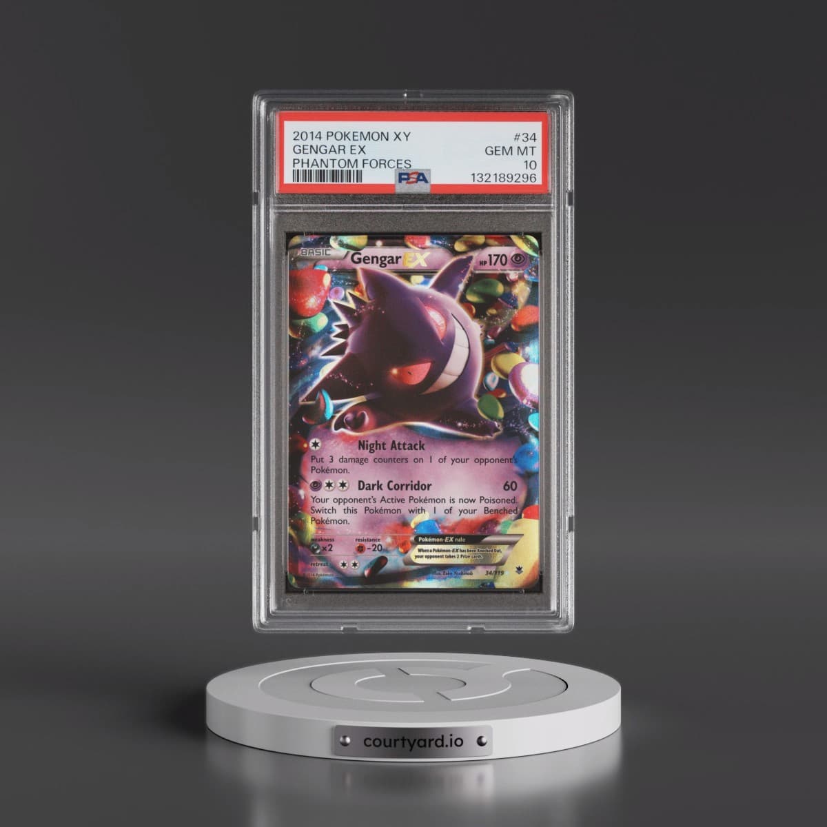 2014 Pokémon XY Phantom Forces #34 Gengar EX - Holo (PSA 10 GEM MINT)