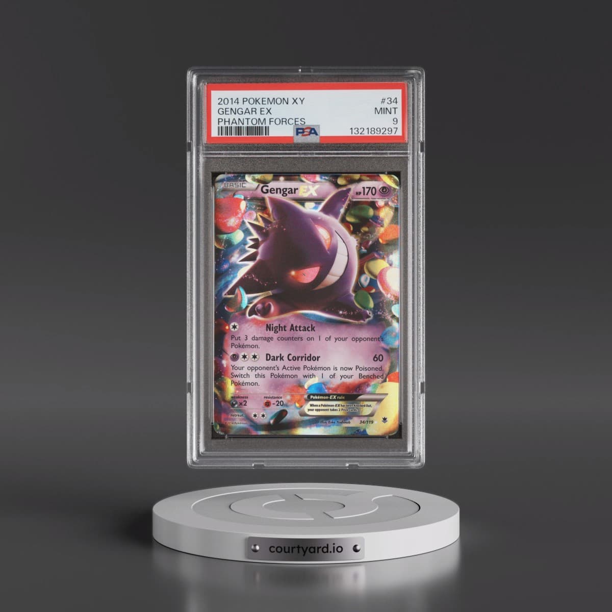 2014 Pokémon XY Phantom Forces #34 Gengar EX - Holo (PSA 9 MINT)