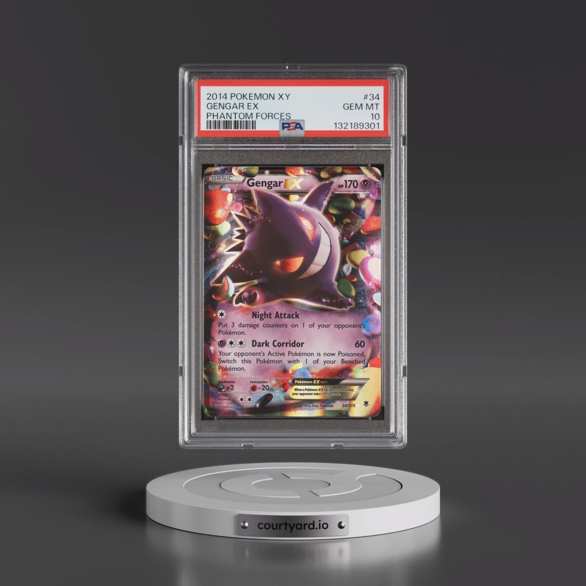 2014 Pokémon XY Phantom Forces #34 Gengar EX - Holo (PSA 10 GEM MINT)