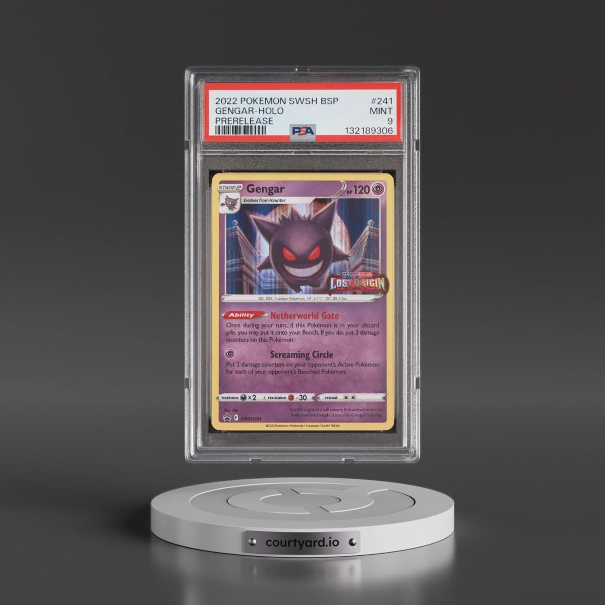 2022 Pokémon Swsh Black Star Promo #241 Gengar - Holo Prerelease (PSA 9 MINT)