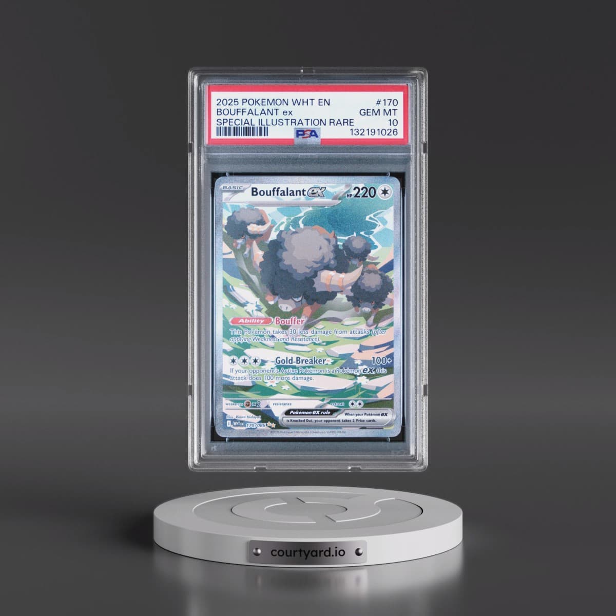 2025 Pokémon Wht EN-White Flare #170 Bouffalant EX - Holo Special Illustration Rare (PSA 10 GEM MINT)