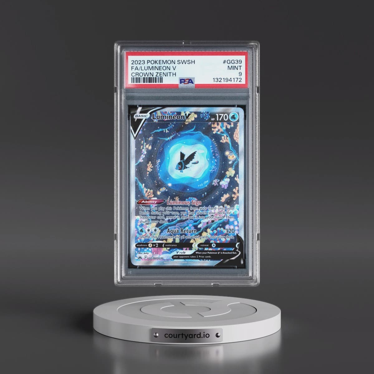 2023 Pokémon Sword and Shield Crown Zenith #GG39 Lumineon V - Holo Full Art (PSA 9 MINT)