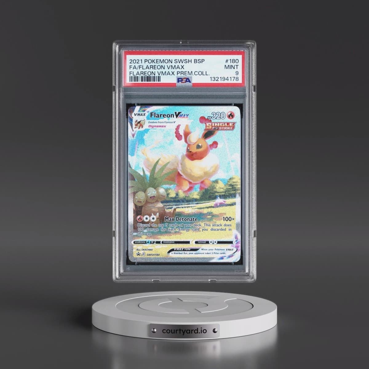 2021 Pokémon Swsh Black Star Promo #180 Flareon Vmax - Full Art Flareon Vmax Premium Collection (PSA 9 MINT)