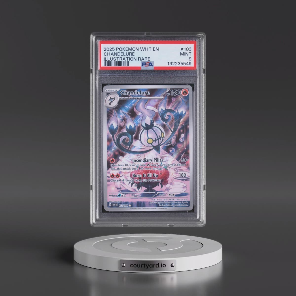 2025 Pokémon Wht EN-White Flare #103 Chandelure - Illustration Rare (PSA 9 MINT)