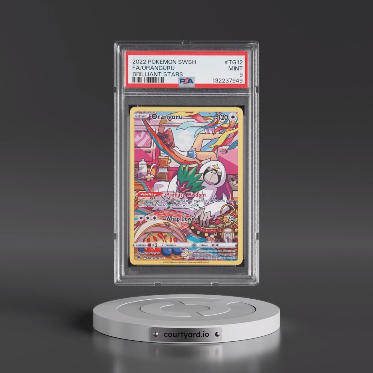 2022 Pokémon Sword & Shield Brilliant Stars #TG12 Oranguru - Full Art (PSA 9 MINT)