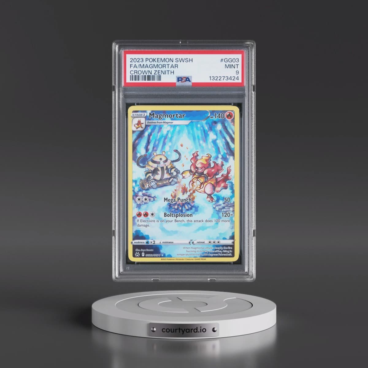 2023 Pokémon Sword and Shield Crown Zenith #GG03 Magmortar - Full Art (PSA 9 MINT)