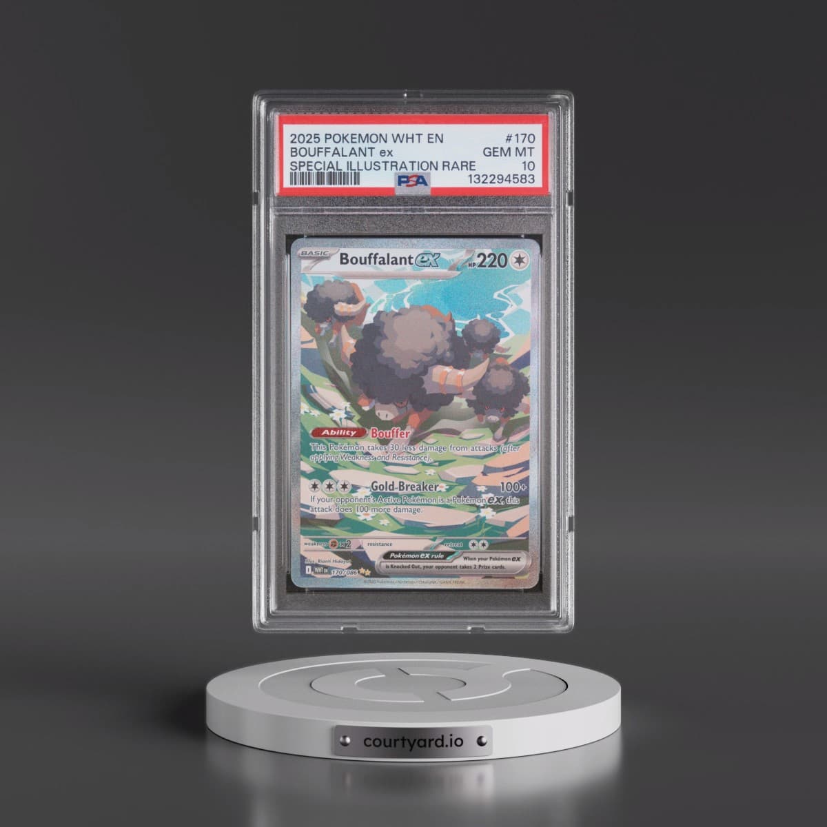 2025 Pokémon Wht EN-White Flare #170 Bouffalant EX - Holo Special Illustration Rare (PSA 10 GEM MINT)