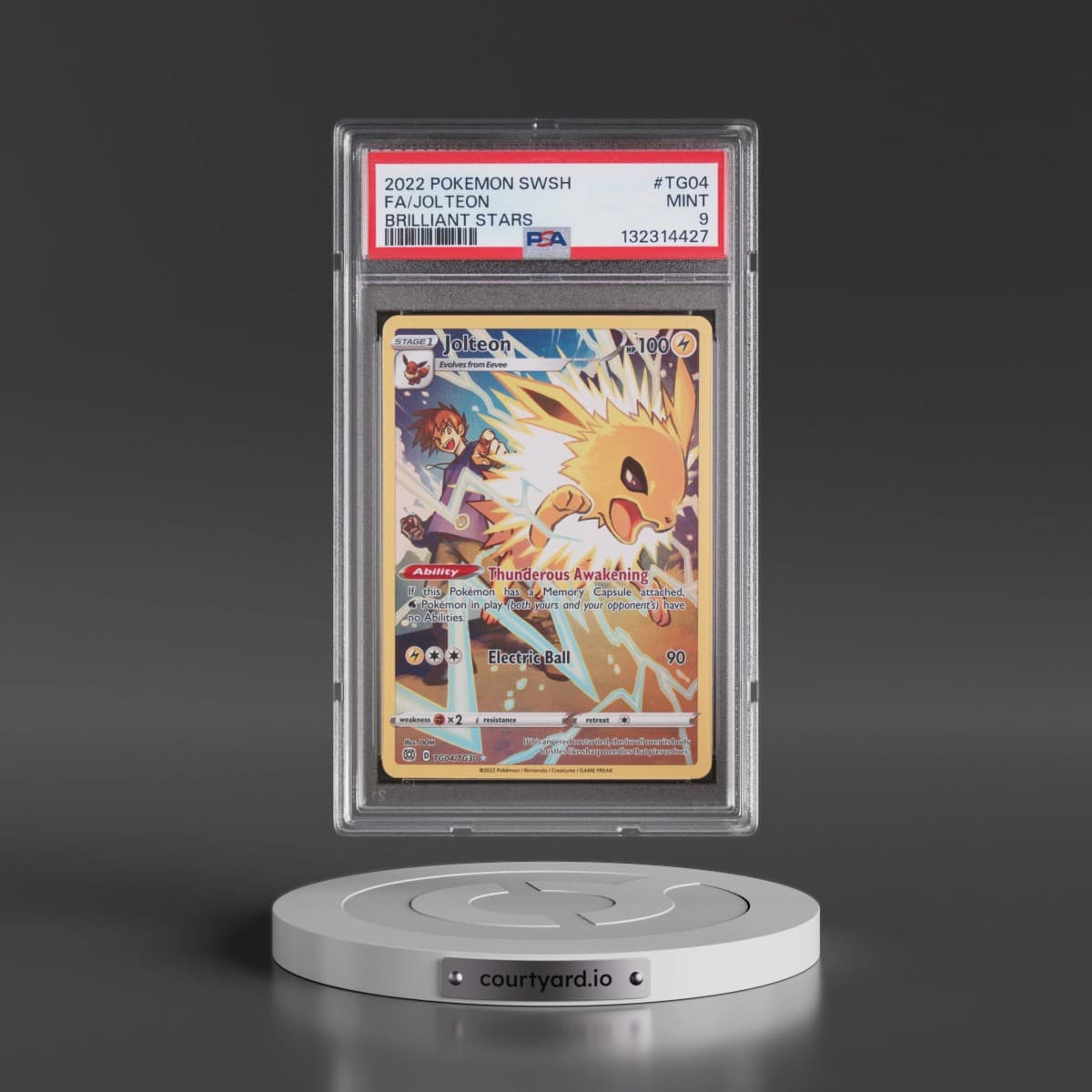2022 Pokémon Sword & Shield Brilliant Stars #TG04 Jolteon - Full Art (PSA 9 MINT)