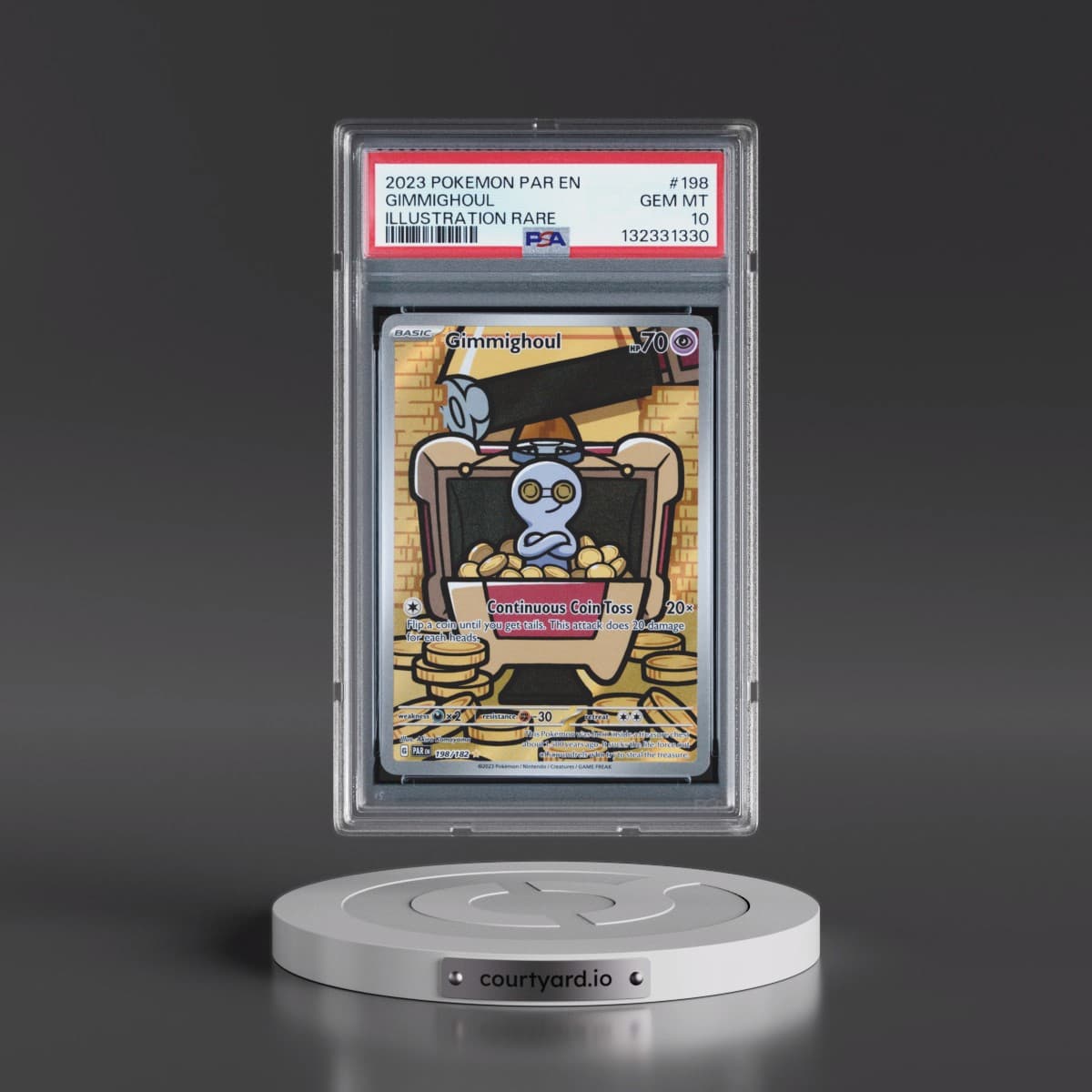 2023 Pokémon Par EN-Paradox Rift #198 Gimmighoul - Illustration Rare (PSA 10 GEM MINT)