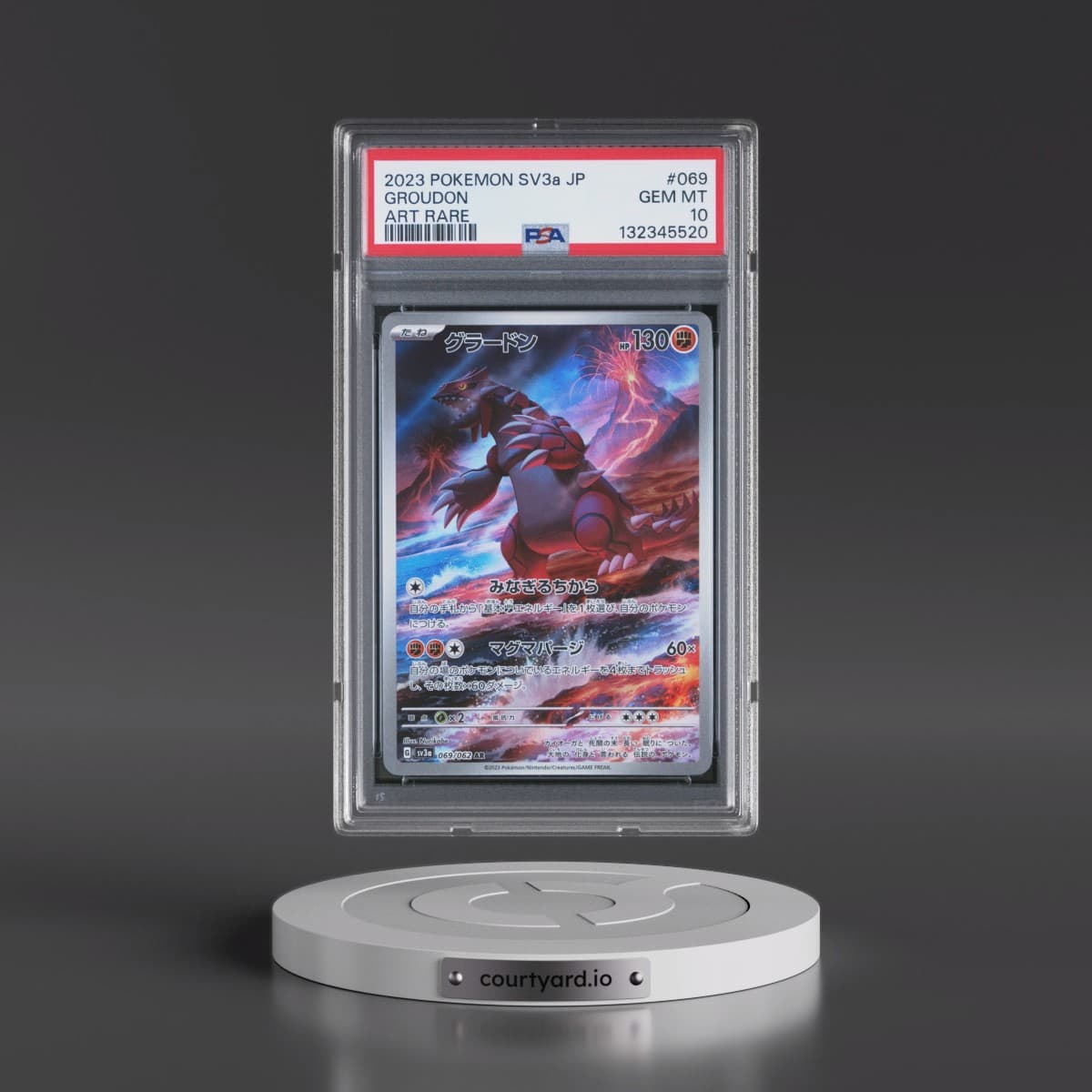 2023 Pokémon Sv3a-Raging Surf #069 Groudon - Art Rare (PSA 10 GEM MINT)