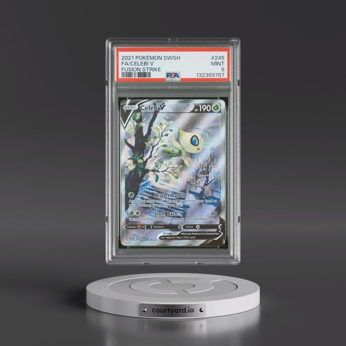 2021 Pokémon Sword & Shield Fusion Strike #245 Celebi V - Holo Full Art (PSA 9 MINT)