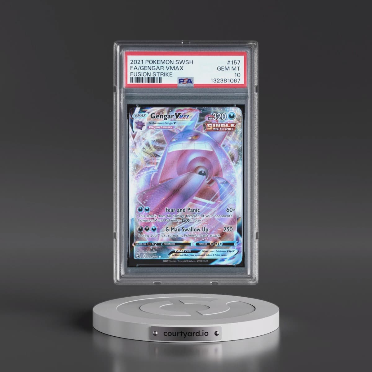 2021 Pokémon Sword & Shield Fusion Strike #157 Gengar Vmax - Full Art (PSA 10 GEM MINT)