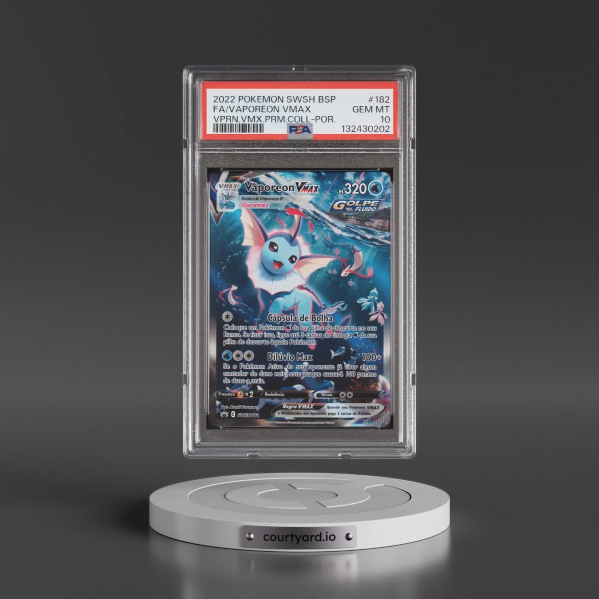 2022 Pokémon Swsh Black Star Promo #182 Vaporeon Vmax - Full Art Vaporeon Vmax Premium Collection (PSA 10 GEM MINT)