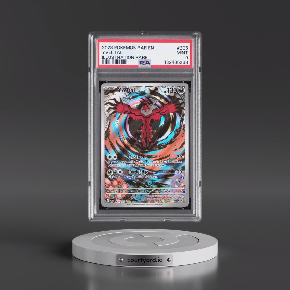 2023 Pokémon Par EN-Paradox Rift #205 Yveltal - Illustration Rare (PSA 9 MINT)