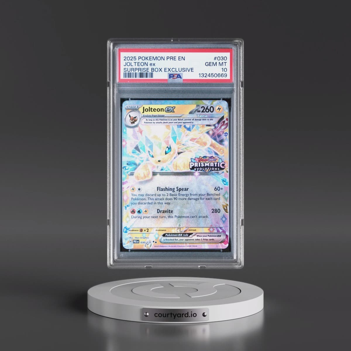 2025 Pokémon Pre EN-Prismatic Evolutions #030 Jolteon EX - Holo Surprise Box Exclusive (PSA 10 GEM MINT)