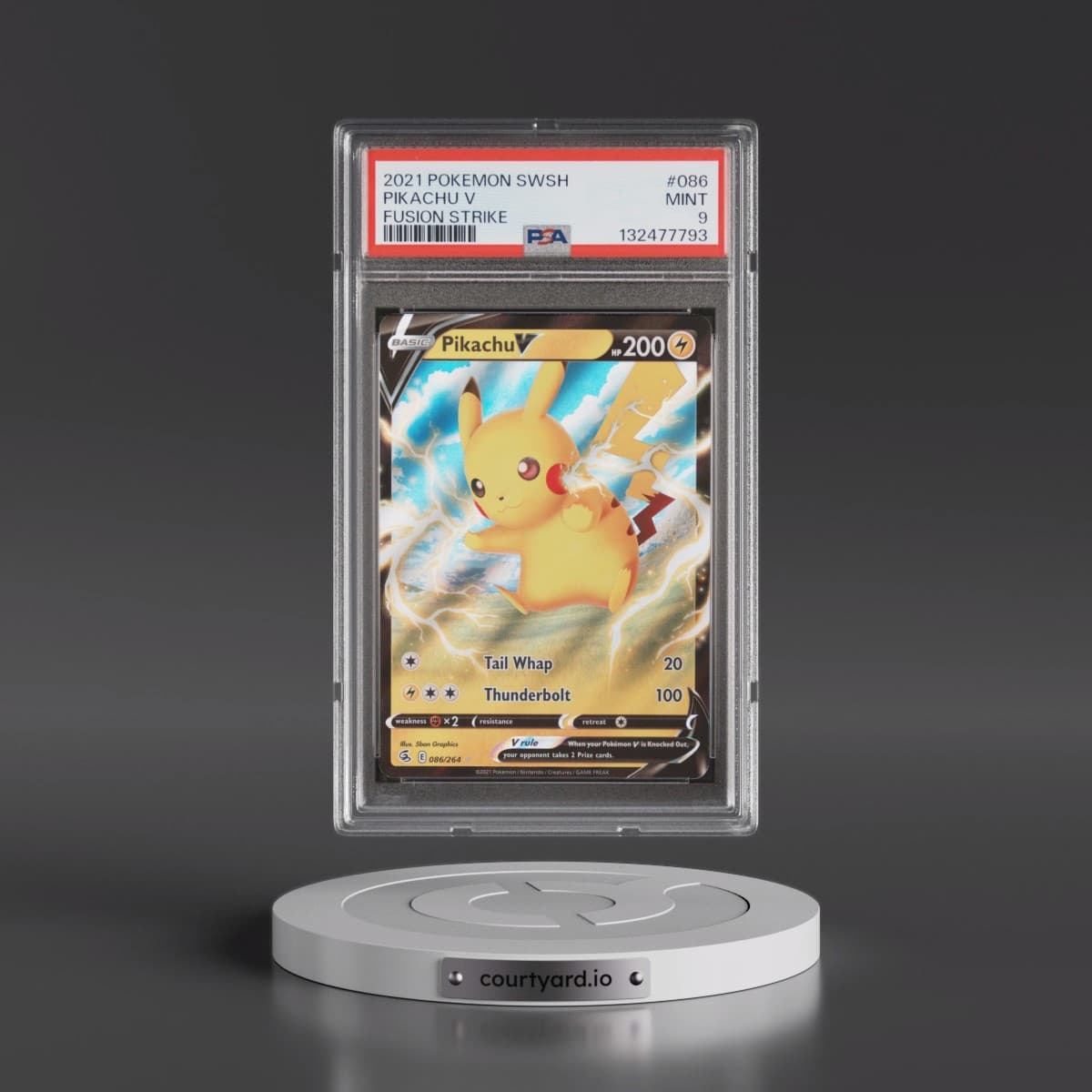 2021 Pokémon Sword & Shield Fusion Strike #086 Pikachu V - Holo (PSA 9 MINT)
