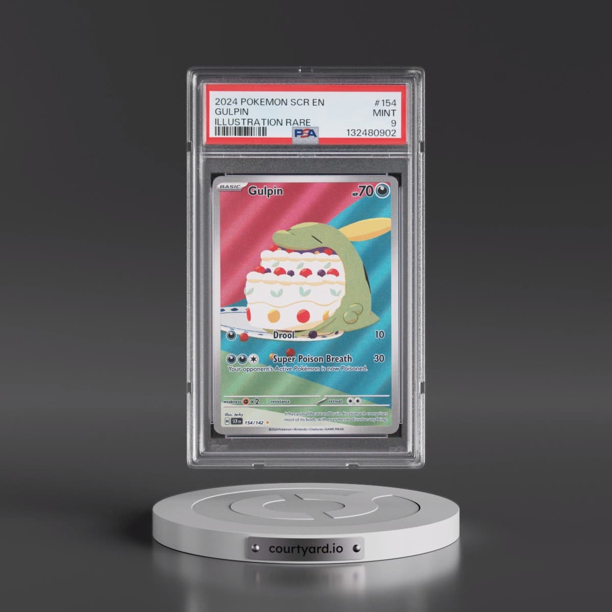 2024 Pokémon Scr EN-Stellar Crown #154 Gulpin - Illustration Rare (PSA 9 MINT)