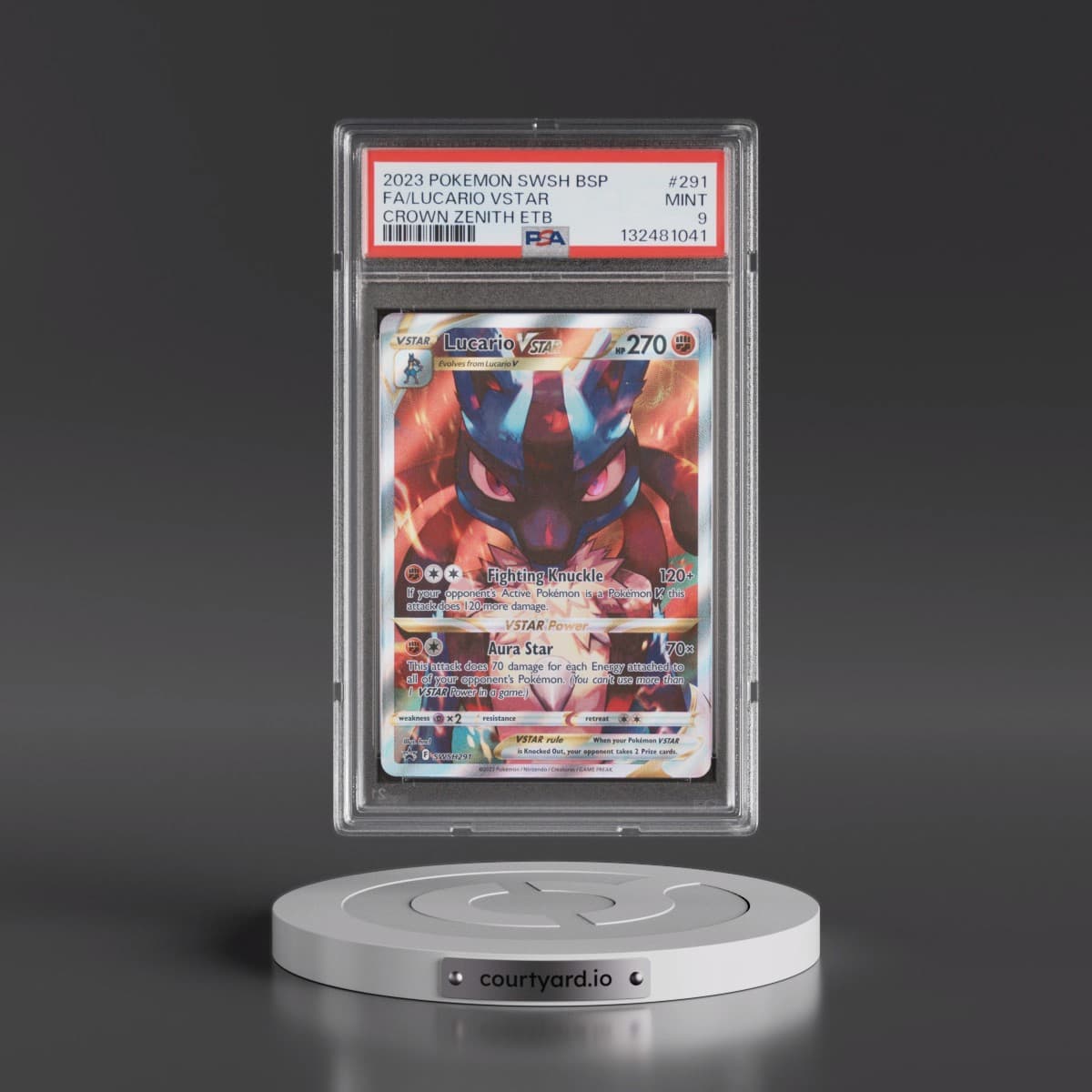 2023 Pokémon Swsh Black Star Promo #291 Lucario Vstar - Full Art Crown Zenith Elite Trainer Box (PSA 9 MINT)