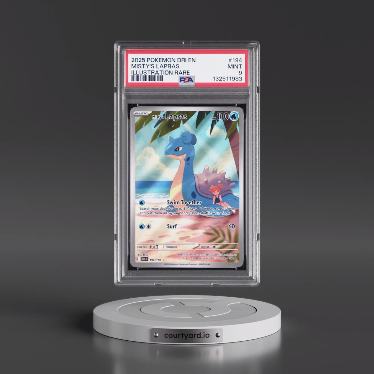 2025 Pokémon Dri EN-Destined Rivals #194 Misty's Lapras - Illustration Rare (PSA 9 MINT)