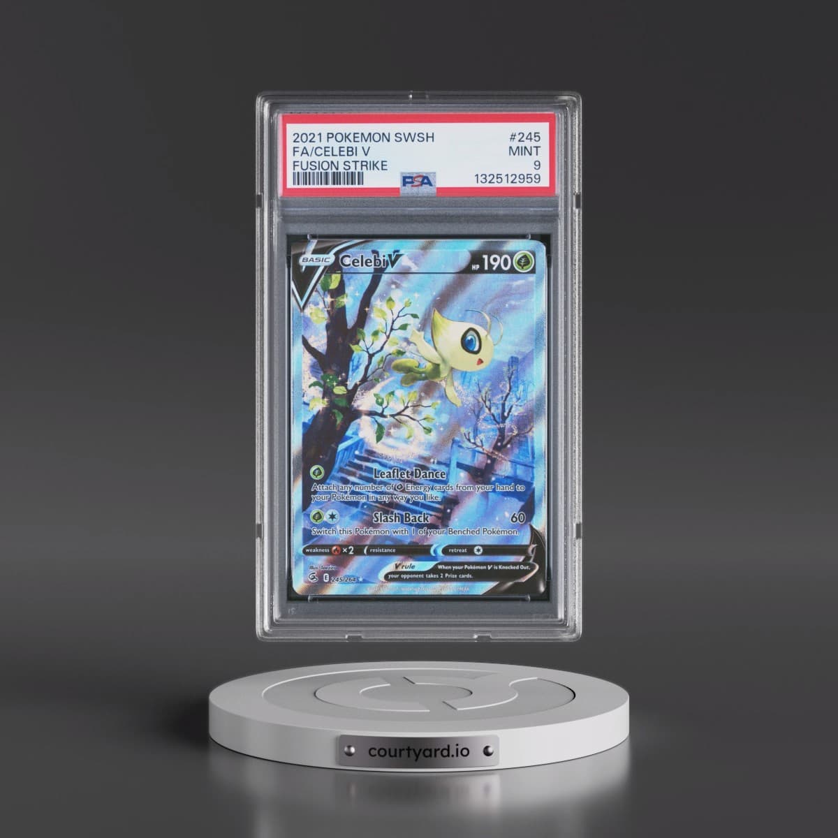2021 Pokémon Sword & Shield Fusion Strike #245 Celebi V - Holo Full Art (PSA 9 MINT)