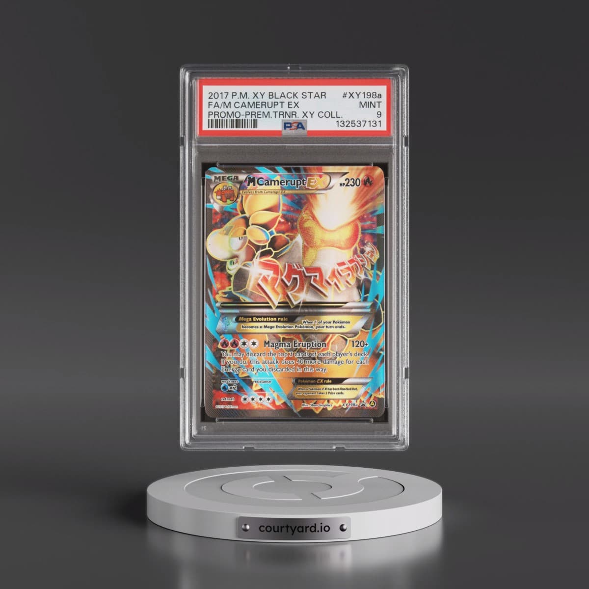 2017 Pokémon XY Black Star Promo #XY198a M Camerupt EX - Holo Full Art Premium Trainer XY Collection (PSA 9 MINT)