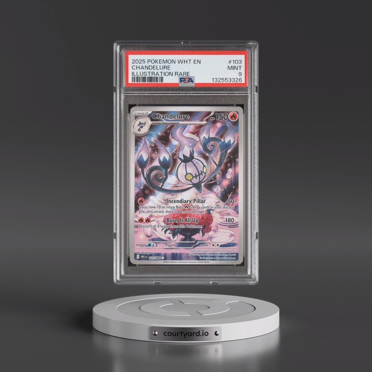2025 Pokémon Wht EN-White Flare #103 Chandelure - Illustration Rare (PSA 9 MINT)