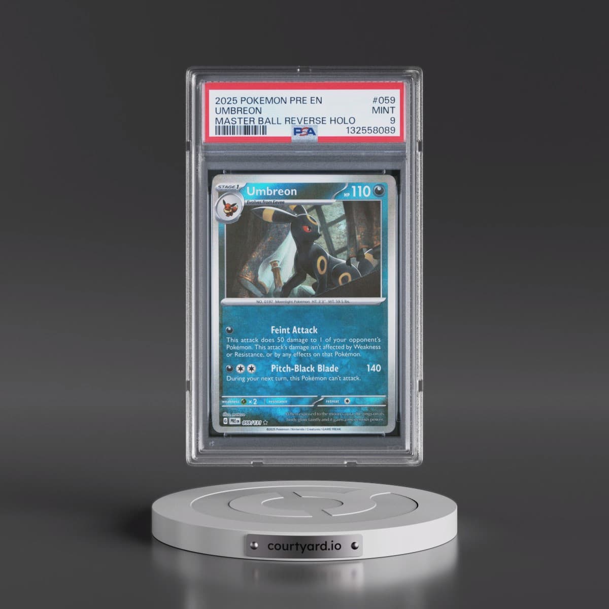 2025 Pokémon Pre EN-Prismatic Evolutions #059 Umbreon - Reverse Holo Master Ball (PSA 9 MINT)