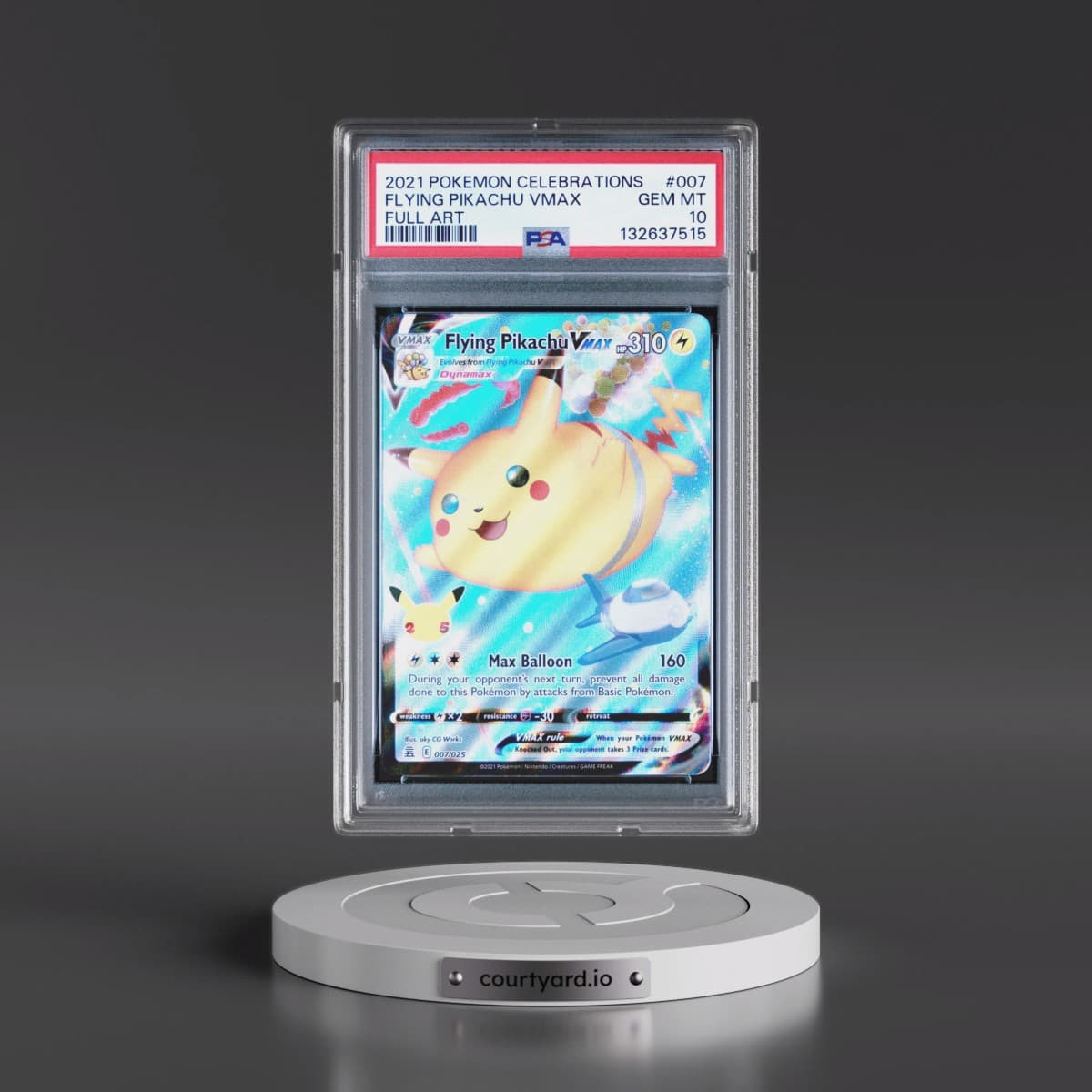 2021 Pokémon Celebrations #007 Flying Pikachu Vmax - Full Art (PSA 10 GEM MINT)