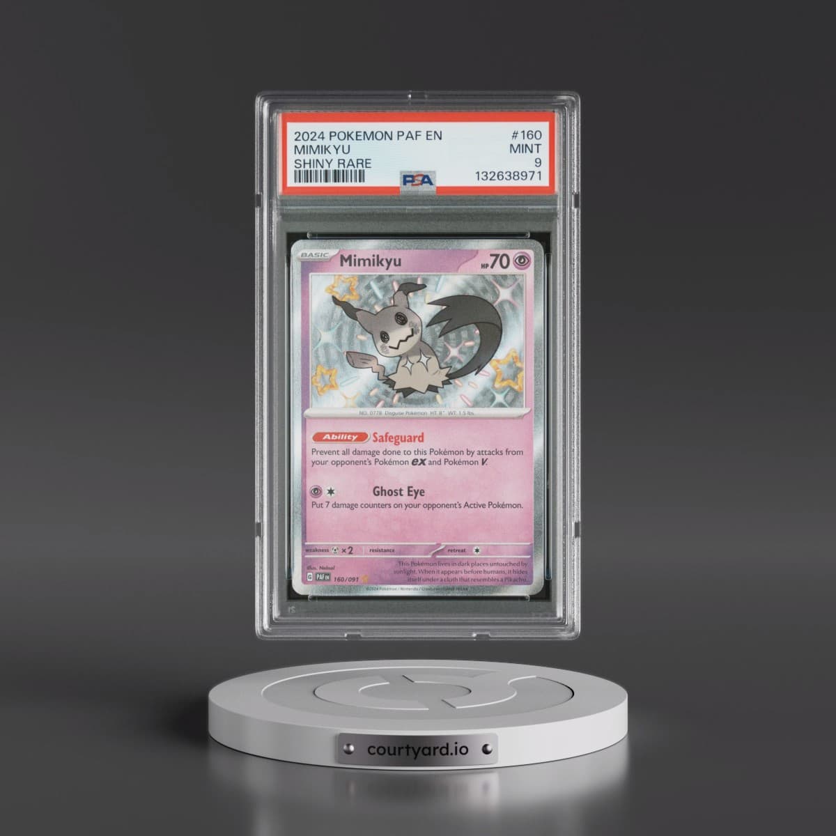 2024 Pokémon Paf EN-Paldean Fates #160 Mimikyu - Shiny Rare (PSA 9 MINT)