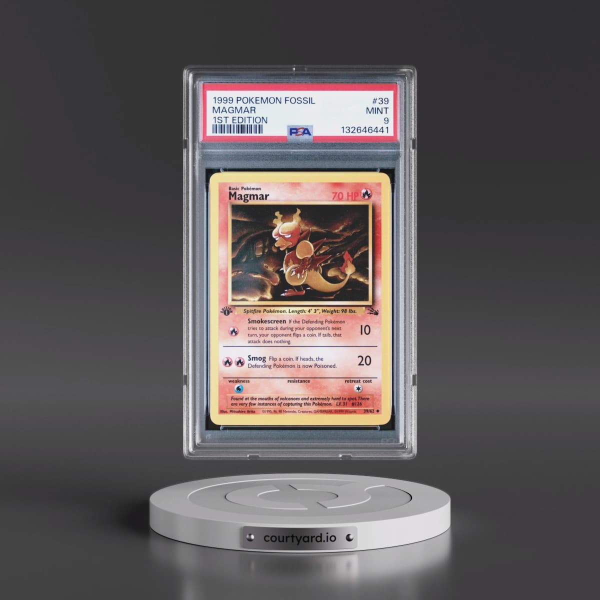 1999 Pokémon Fossil #39 Magmar - 1st Edition (PSA 9 MINT)