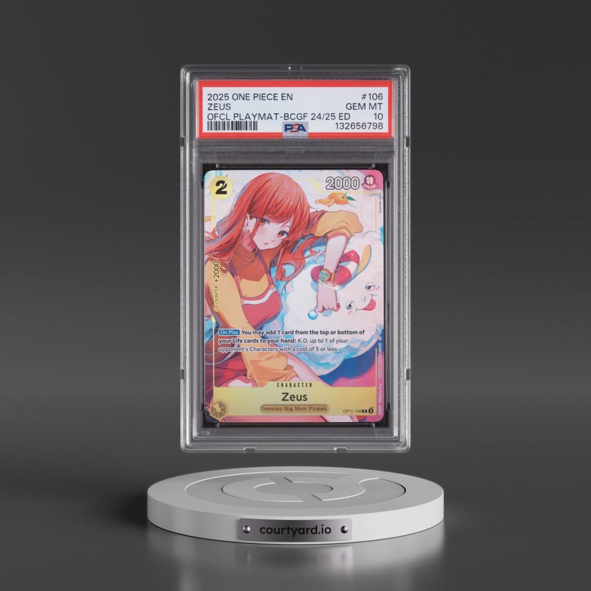 2025 One Piece Promos #106 Zeus - Official Playmat-Bandai Card Games Fest 24-25 Edition (PSA 10 GEM MINT)
