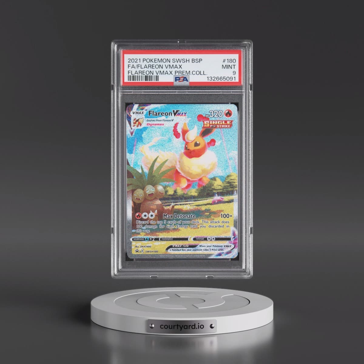 2021 Pokémon Swsh Black Star Promo #180 Flareon Vmax - Full Art Flareon Vmax Premium Collection (PSA 9 MINT)
