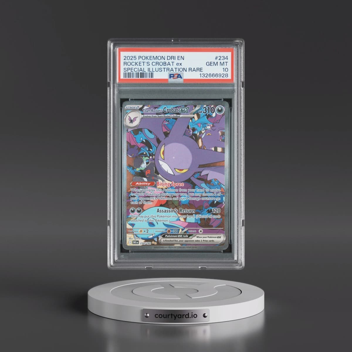 2025 Pokémon Dri EN-Destined Rivals #234 Team Rocket's Crobat EX - Holo Special Illustration Rare (PSA 10 GEM MINT)
