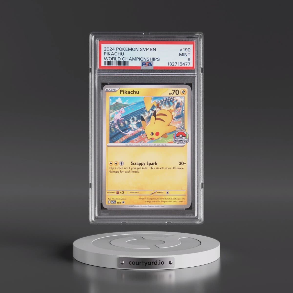 2024 Pokémon Svp EN-SV Black Star Promo #190 Pikachu - World Championships (PSA 9 MINT)