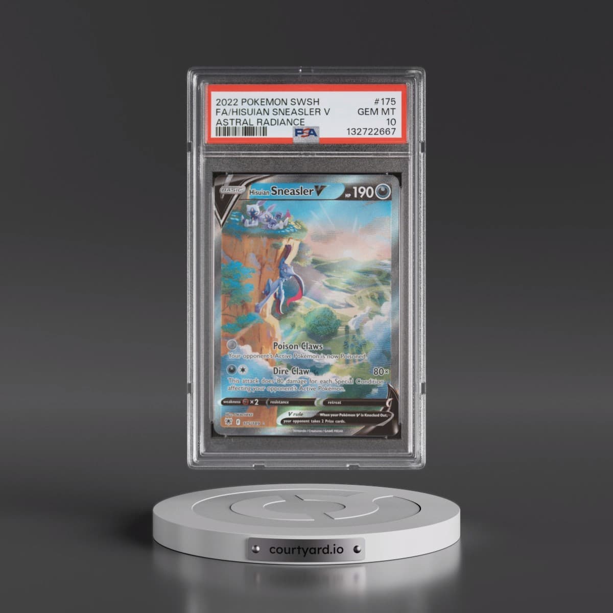 2022 Pokémon Sword & Shield Astral Radiance #175 Hisuian Sneasler V - Holo Full Art (PSA 10 GEM MINT)