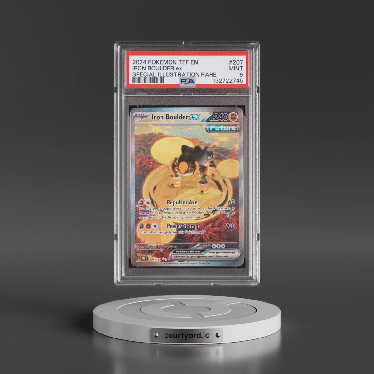 2024 Pokémon Tef EN-Temporal Forces #207 Iron Boulder EX - Holo Special Illustration Rare (PSA 9 MINT)