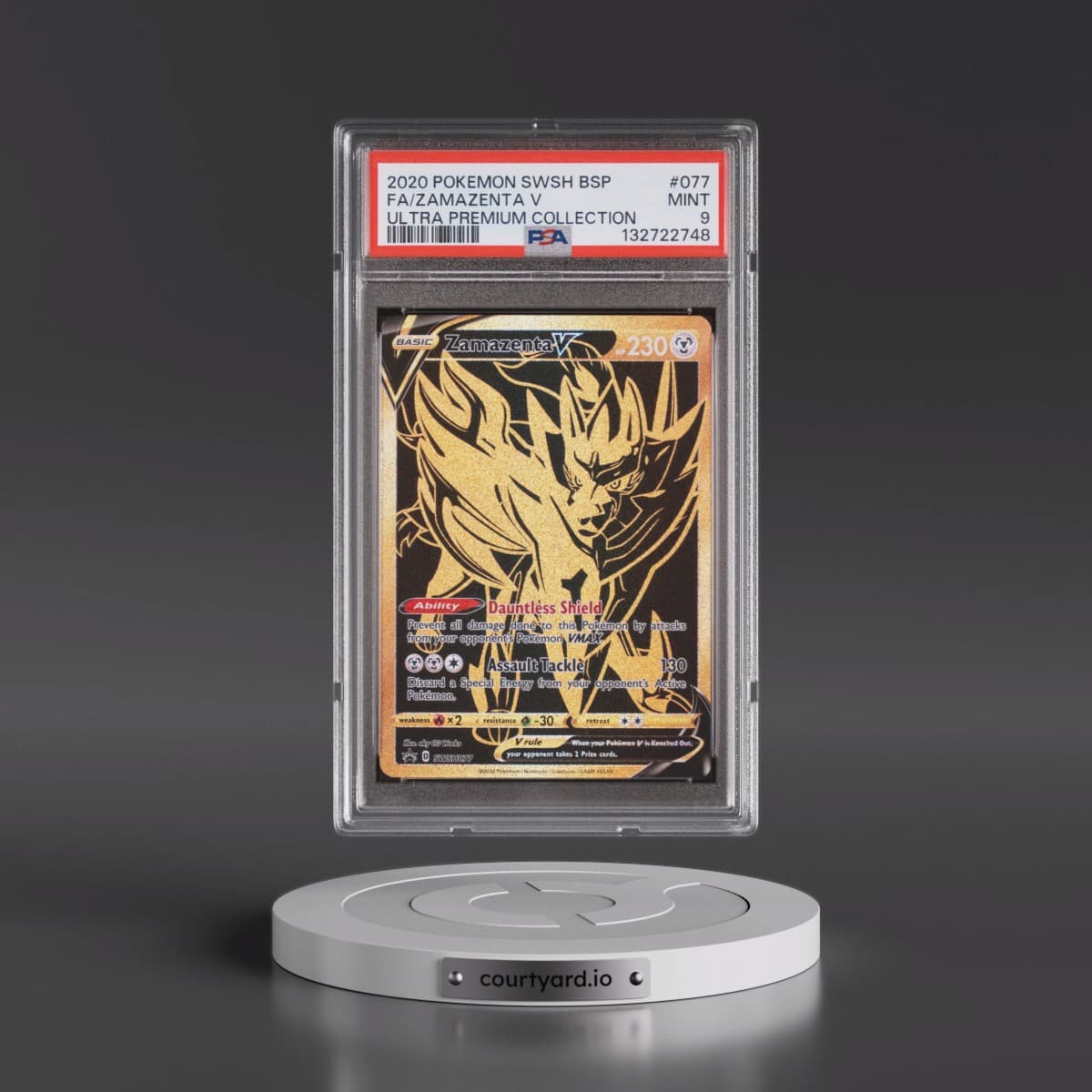 2020 Pokémon Swsh Black Star Promo #077 Zamazenta V - Holo Full Art Ultra Premium Collection (PSA 9 MINT)