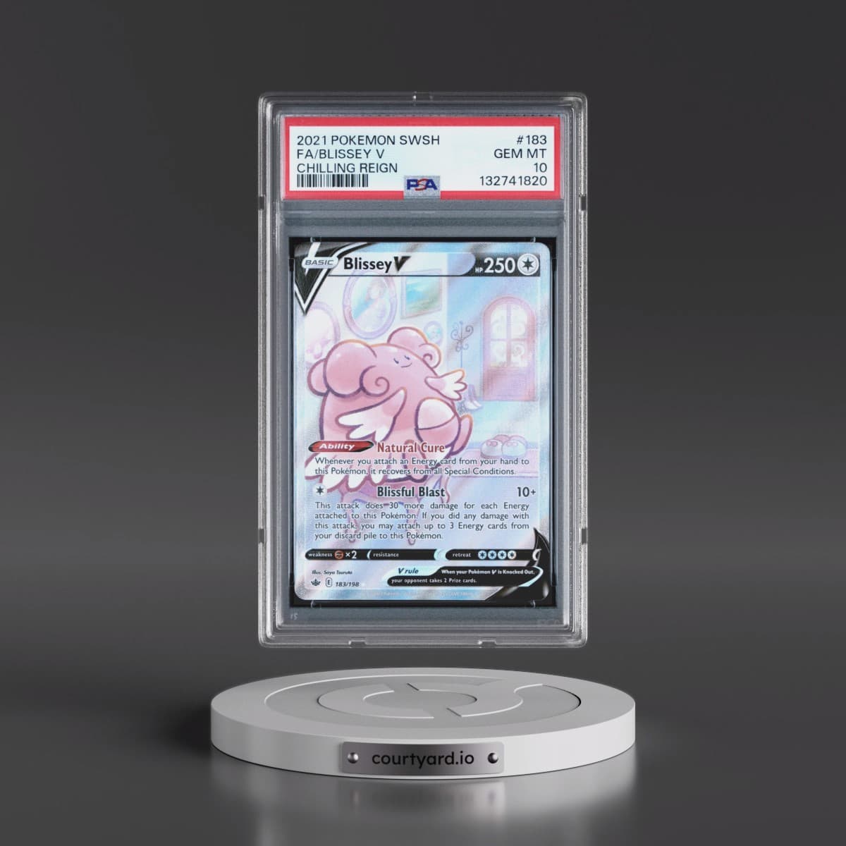 2021 Pokémon Sword & Shield Chilling Reign #183 Blissey V - Holo Full Art (PSA 10 GEM MINT)