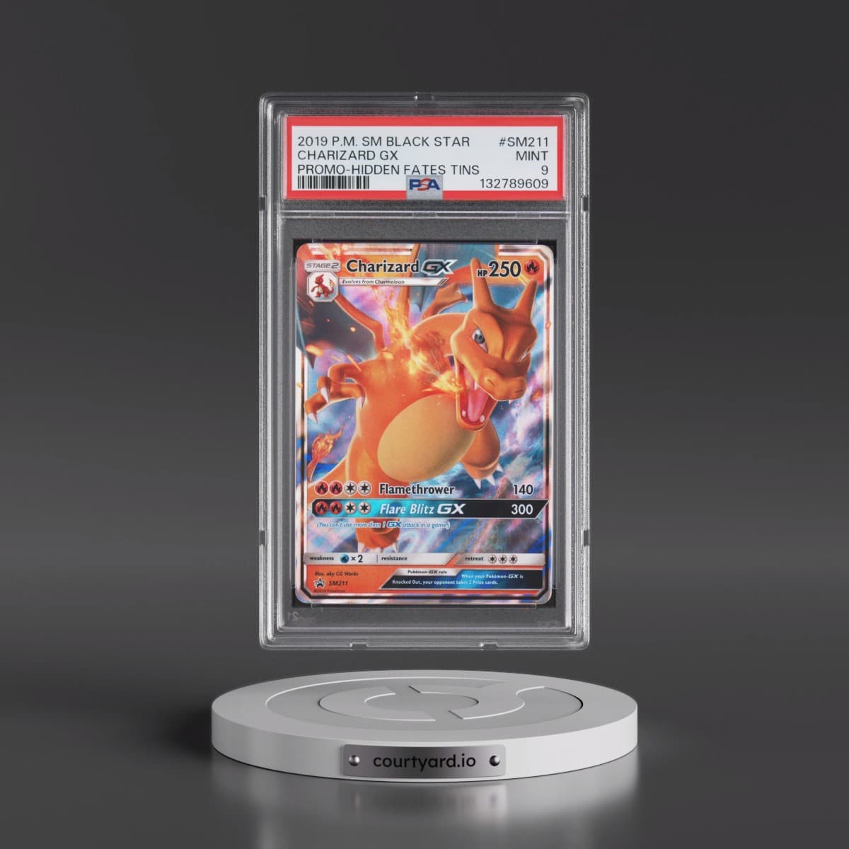 2019 Pokémon SM Black Star Promo #SM211 Charizard GX - Holo Hidden Fates Tins (PSA 9 MINT)