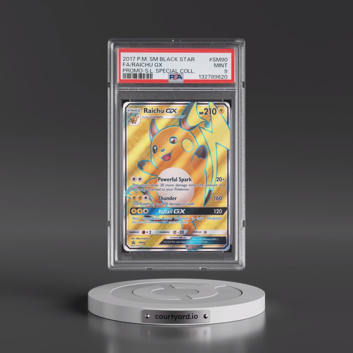 2017 Pokémon SM Black Star Promo #SM90 Raichu GX - Holo Full Art Shining Legends Special Collection (PSA 9 MINT)