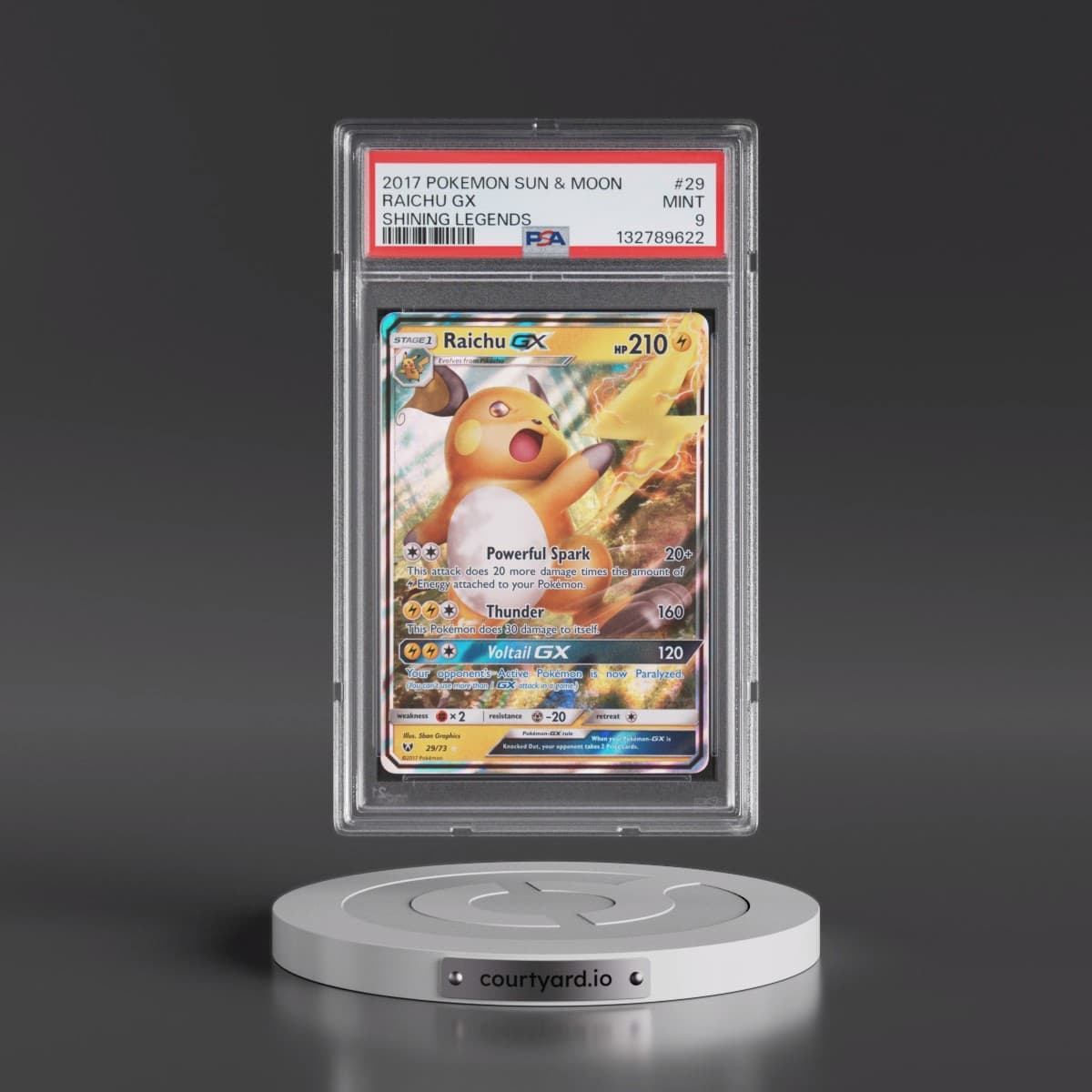 2017 Pokémon Sun & Moon Shining Legends #29 Raichu GX - Holo (PSA 9 MINT)