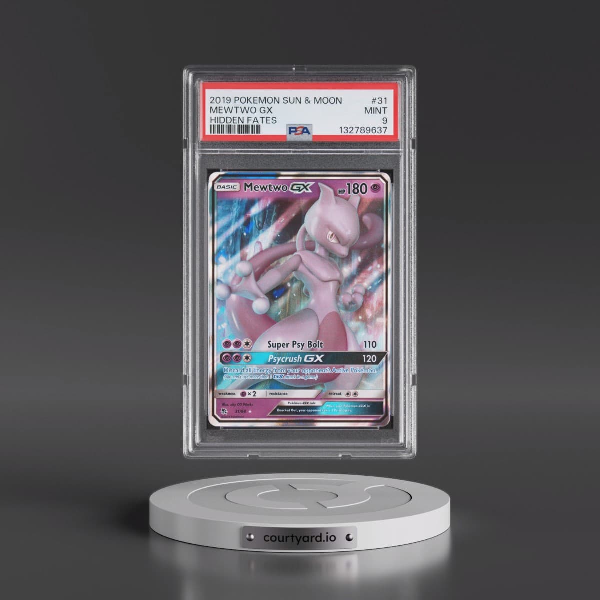 2019 Pokémon Sun & Moon Hidden Fates #31 Mewtwo GX - Holo (PSA 9 MINT)